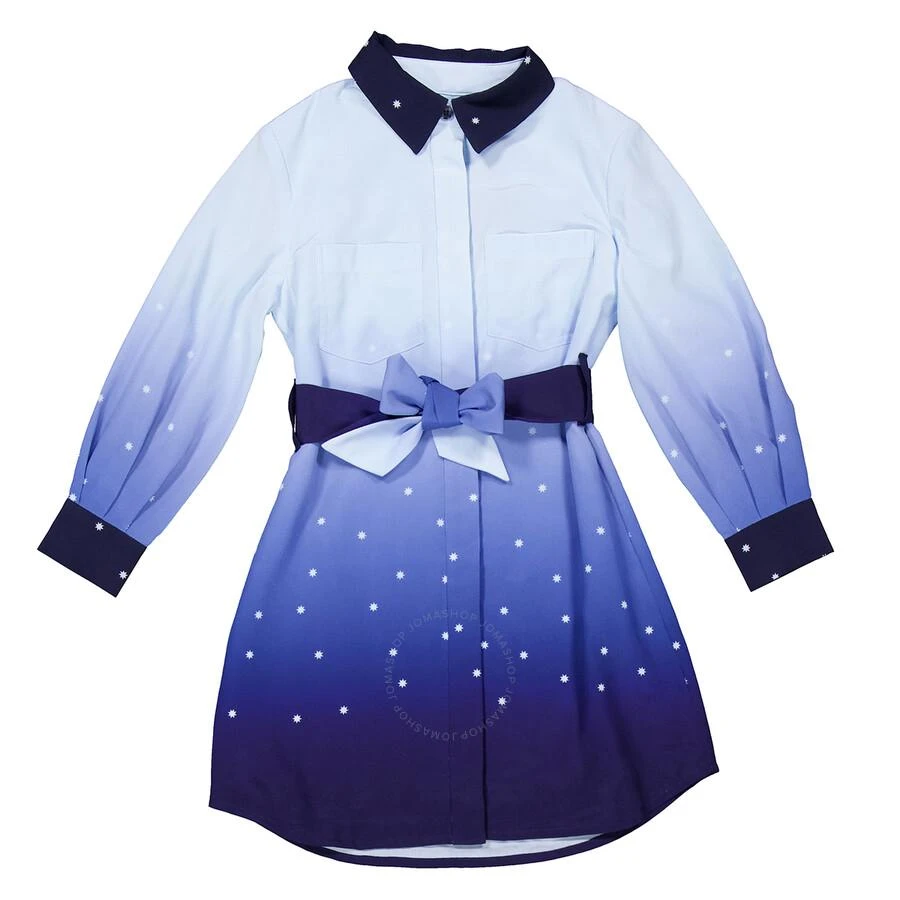 Burberry Girls Pale Blue / Navy Melina Constellation Print Silk Double Crepe Dress 1