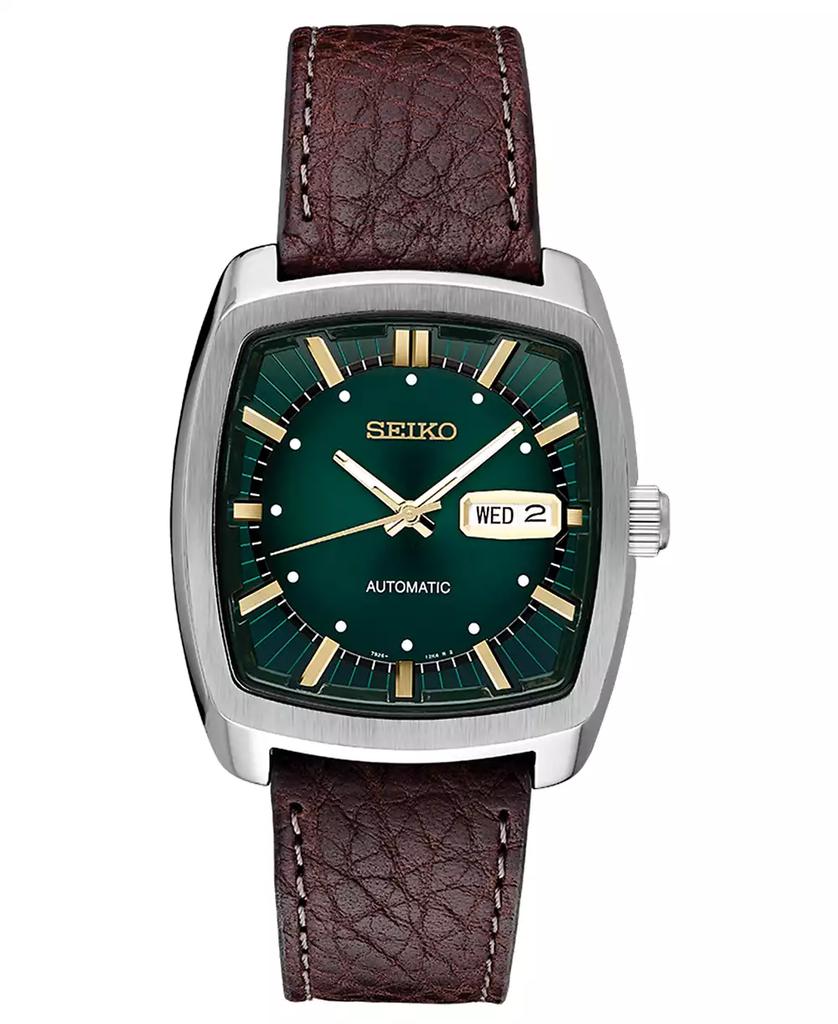 Seiko Men's Automatic Recraft Brown Leather Strap Watch 40mm