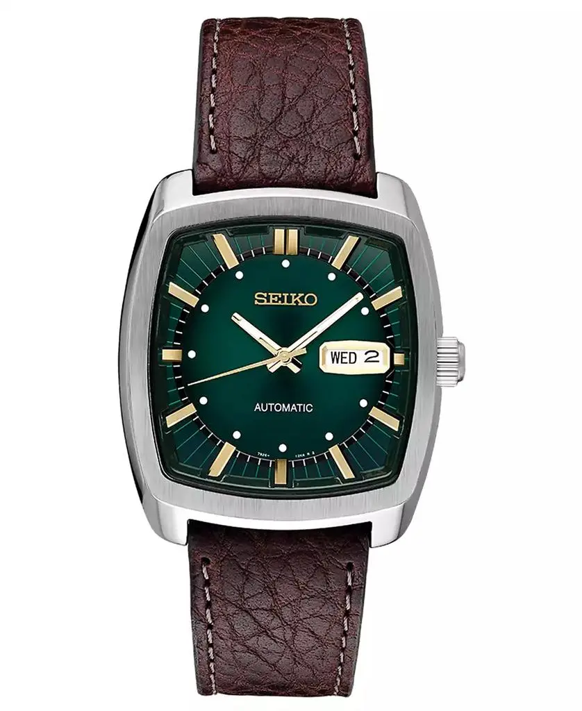 Seiko Men's Automatic Recraft Brown Leather Strap Watch 40mm