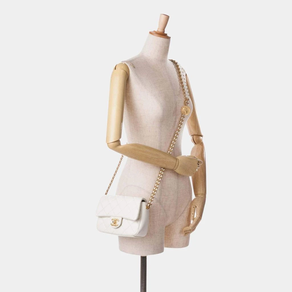 Chanel Chanel White Small Quilted Caviar Twist Your Buttons Flap 11