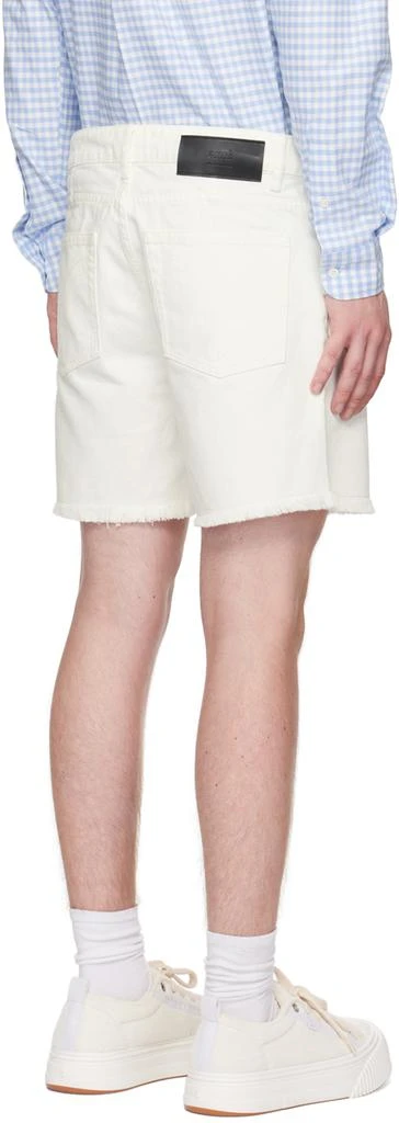 AMI Paris White Frayed Denim Shorts 3