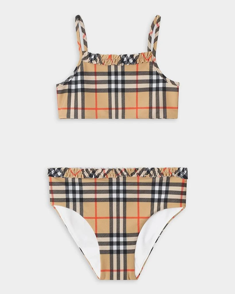 Burberry Girl
s Ruffe-Trim Check Two-Piece Swimsuit, Size 3-14