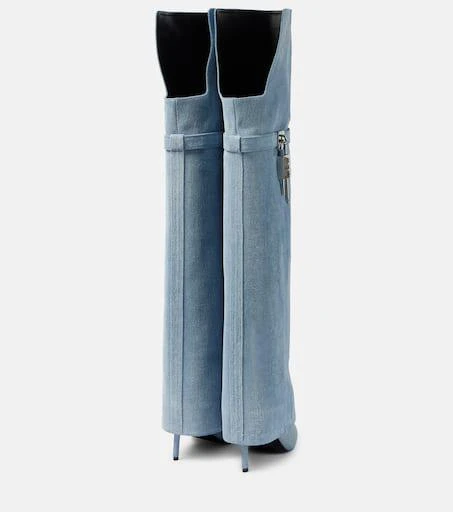 Givenchy Shark Lock Stiletto denim over-the-knee boots 2