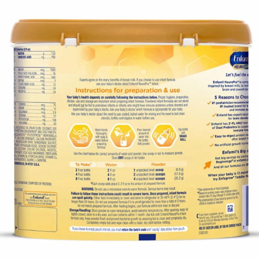 Enfamil NeuroPro Infant Formula - Brain Building Nutrition Inspired by Breast Milk Reusable Powder Tub 2