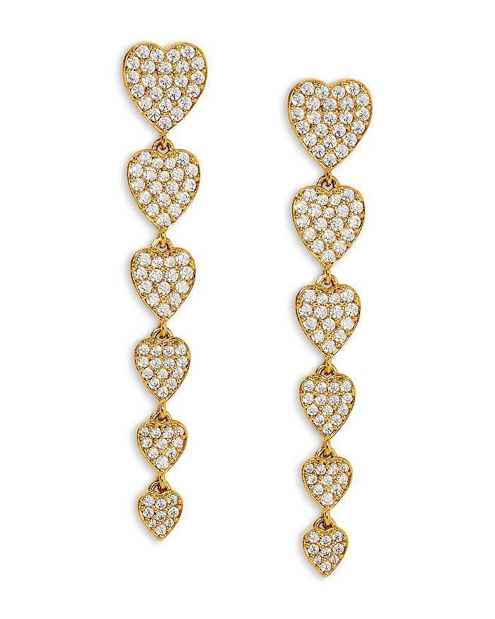 Nadri Real Love Pavé Heart Linear Drop Earrings in 18K Gold Plated