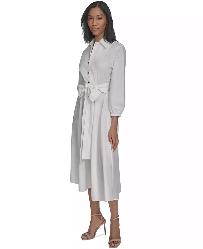 HALSTON Women's Cotton Tie-Waist Fit & Flare Dress
