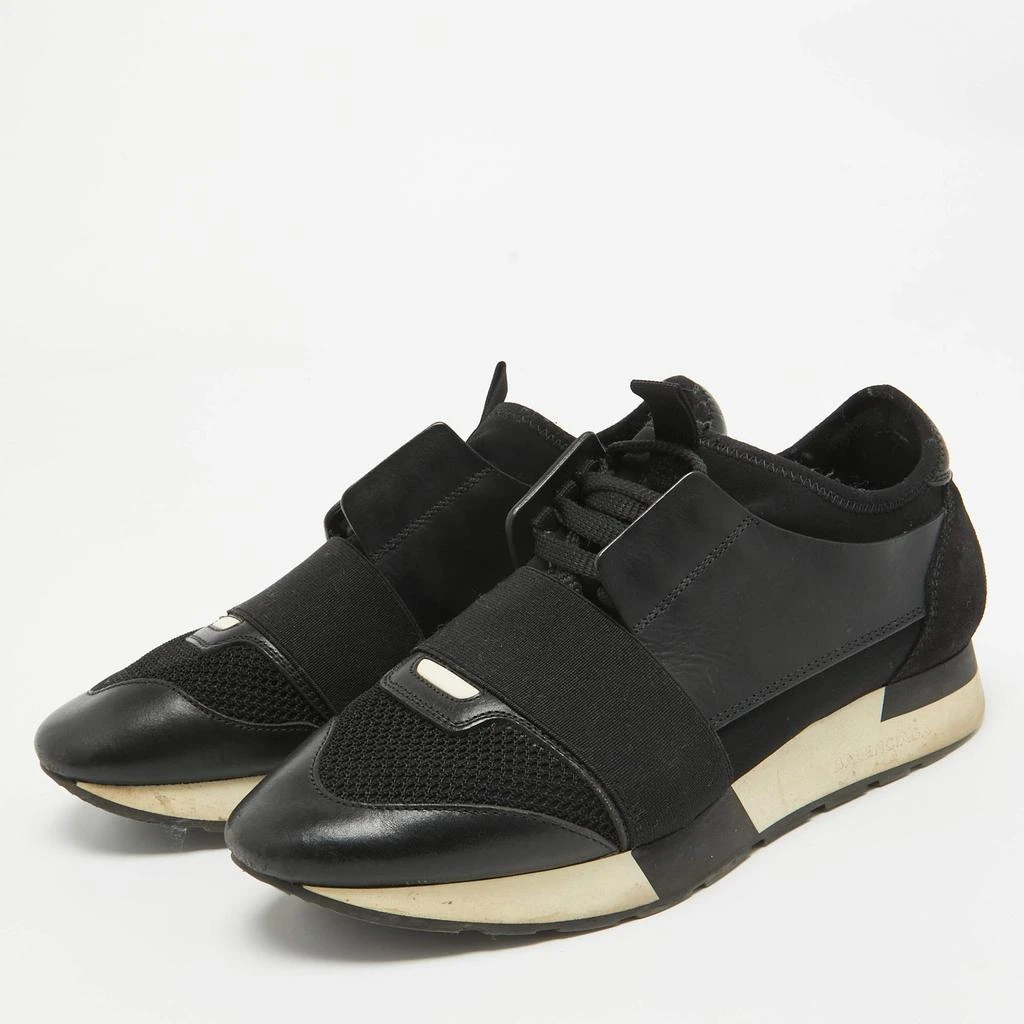 Balenciaga Balenciaga Black Leather and Mesh Race Runner Sneakers Size 38 2