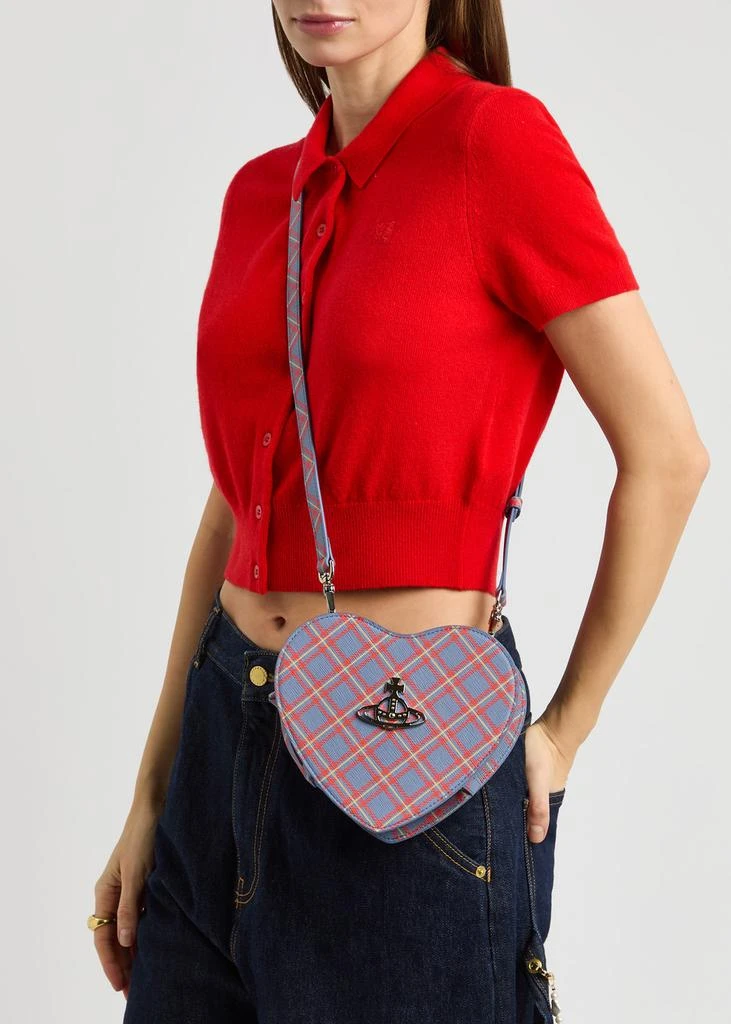 Vivienne Westwood Louise Heart checked twill and faux leather cross-body bag 5