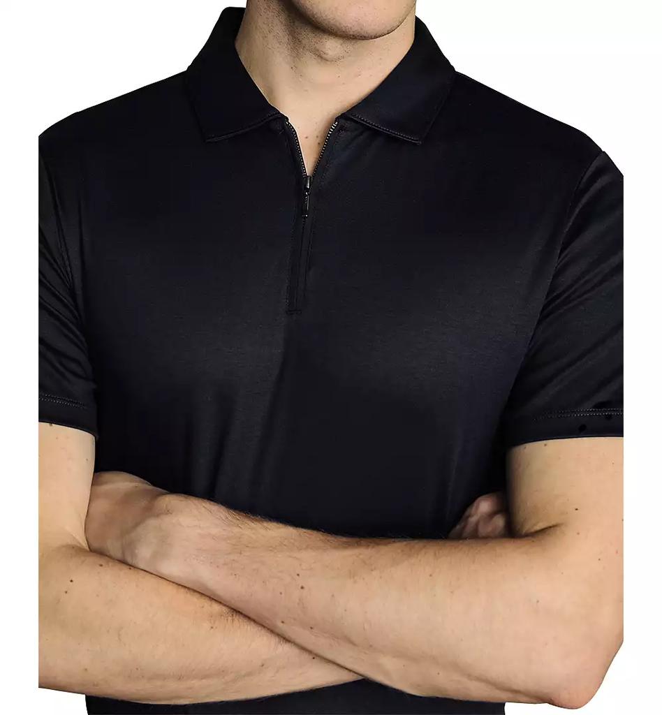 Charles Tyrwhitt Men's Mercerized Cotton Short Sleeve Zipper Polo Shirt