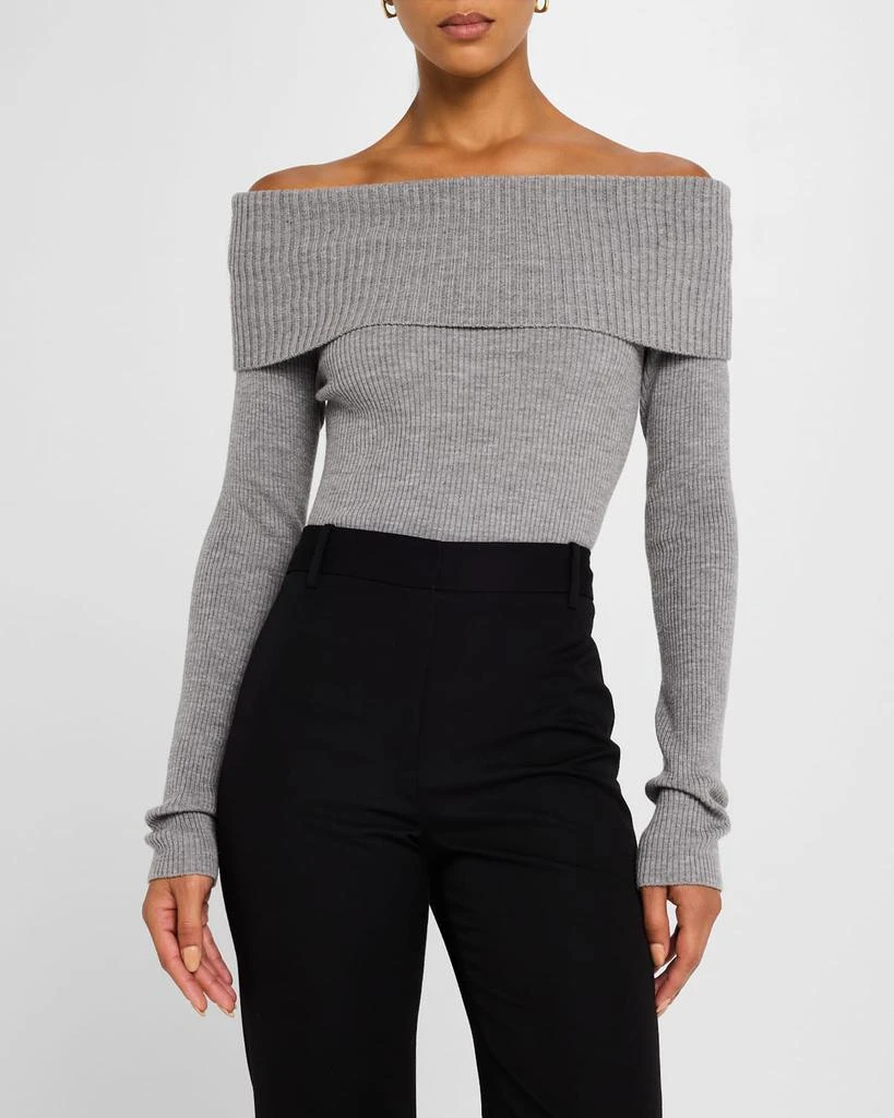 Alice + Olivia Coretta Ribbed Off-Shoulder Sweater 4