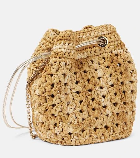 Roger Vivier Tres Vivier raffia-effect bucket bag 4