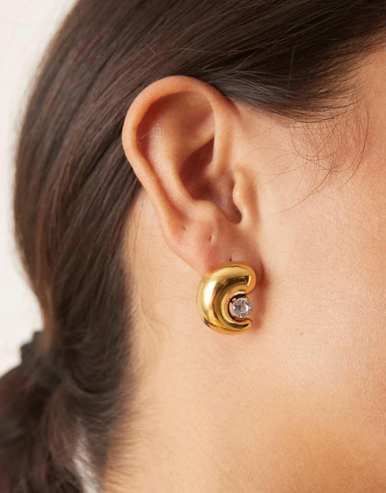 LOST SOULS Lost Souls molten stud earrings with crystal detail in 18ct gold plated stainless steel 3