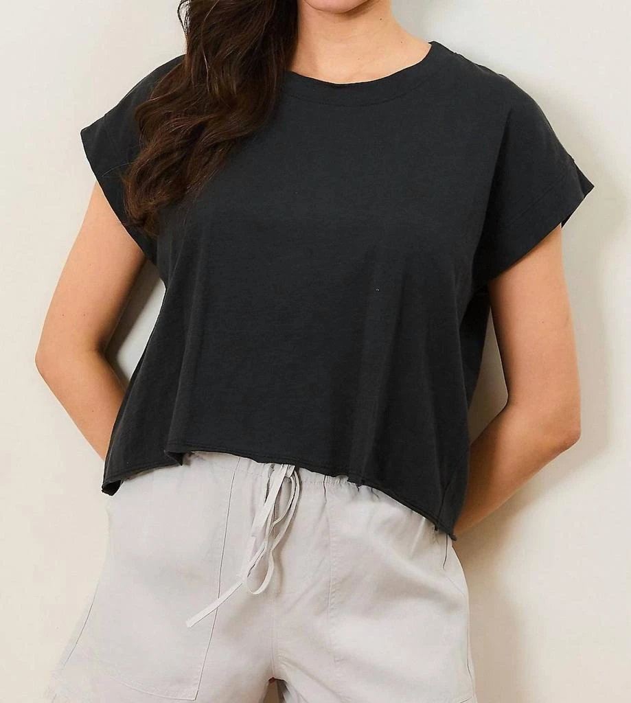 wasabi + mint Techno Suave Boxy Crop Top In Black 1