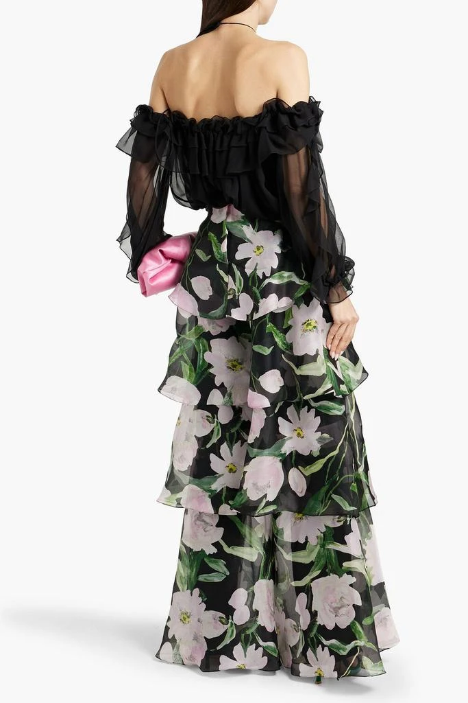 Carolina Herrera Tiered floral-print silk-chiffon wide-leg pants 3