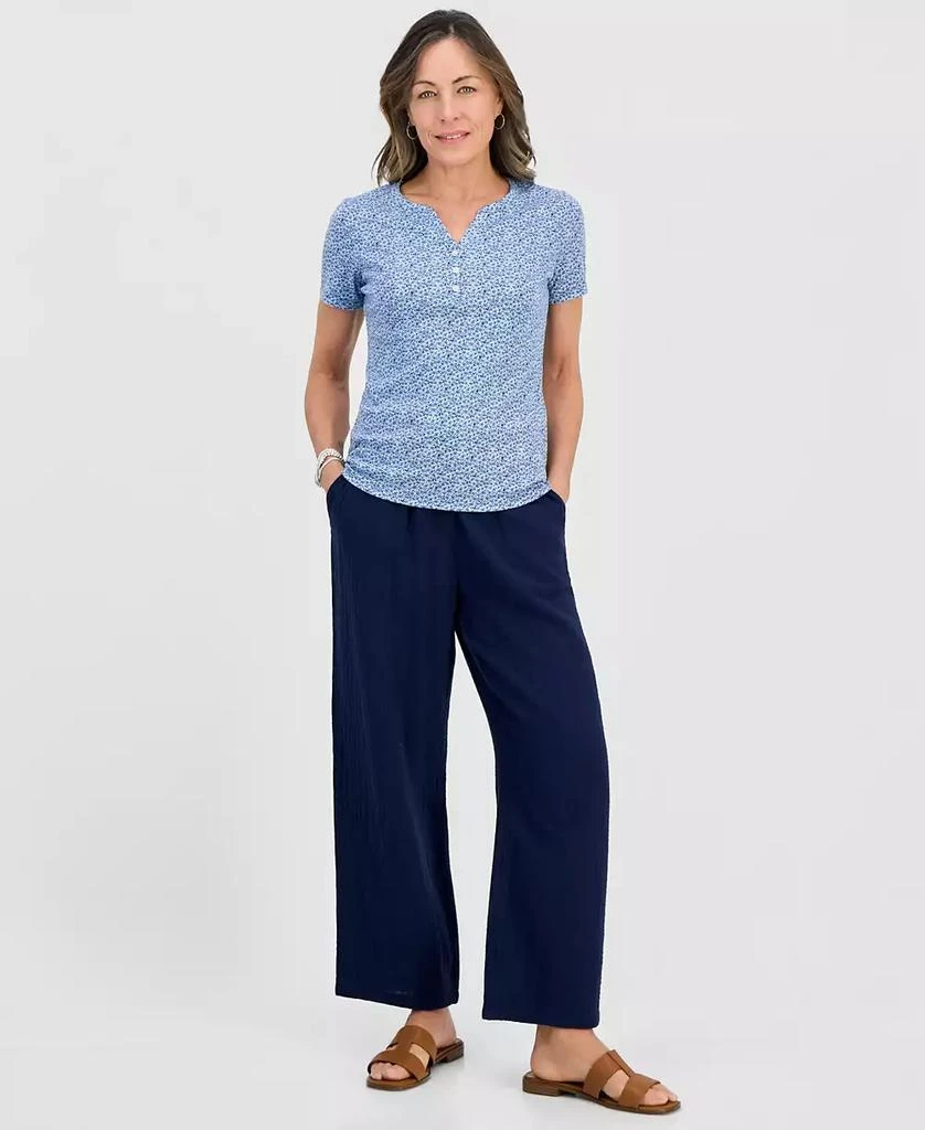 Style 
Co Petite Cotton Gauze Wide-Leg Pull-On Pants, Macy
s Exclusive