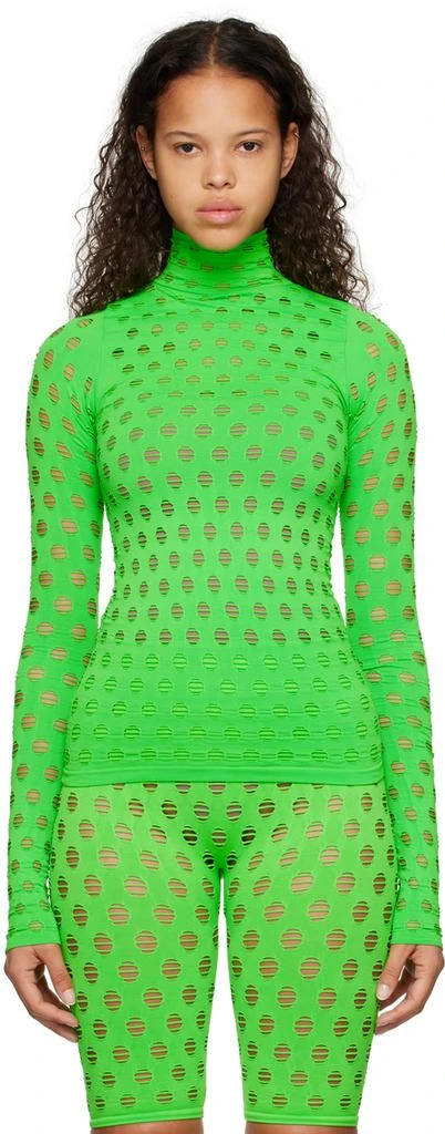 Maisie Wilen Green Perforated Turtleneck 1