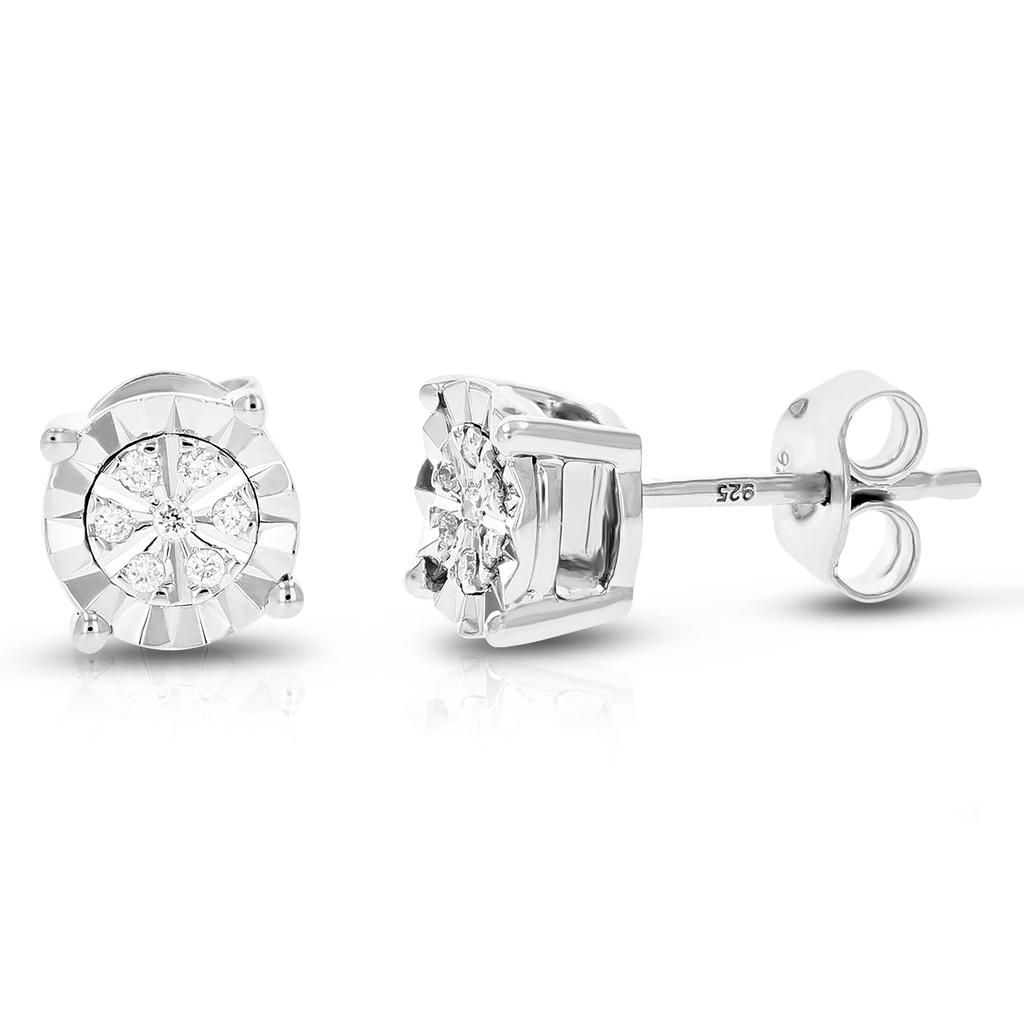 Vir Jewels 1/12 cttw 14 Stones Round Lab Grown Diamond Studs Earrings .925 Sterling Silver Prong Set