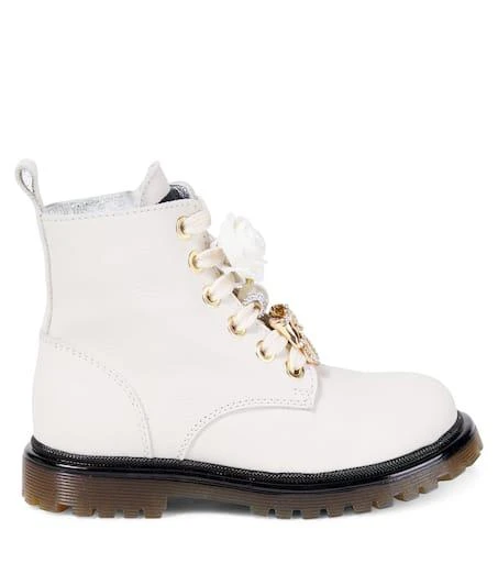 MONNALISA Embellished leather lace-up boots 3