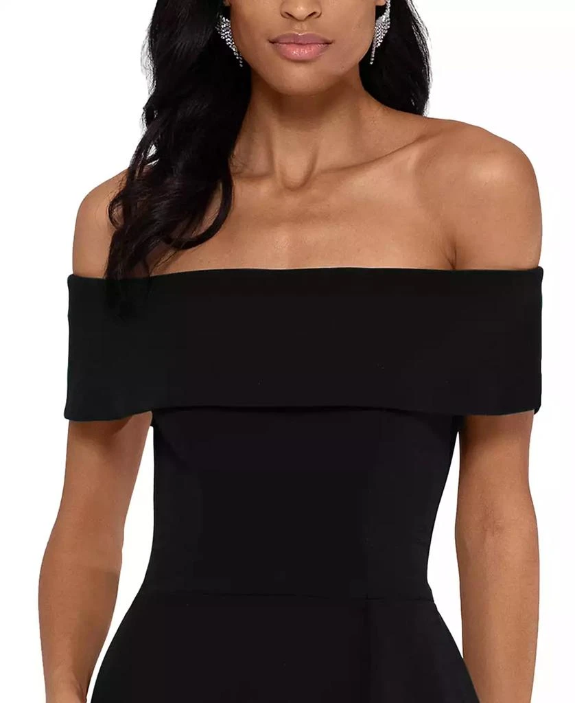 Betsy & Adam Petite Off-The-Shoulder Mermaid Gown 4