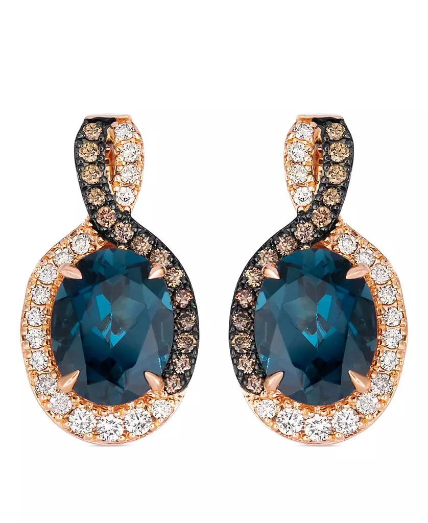 Le Vian London Blue Topaz (4 ct. t.w.), Nude Diamond (0.25 ct. t.w.), and Chocolate Diamond (0.19 ct. t.w.) Earrings in 14k Strawberry Gold 2