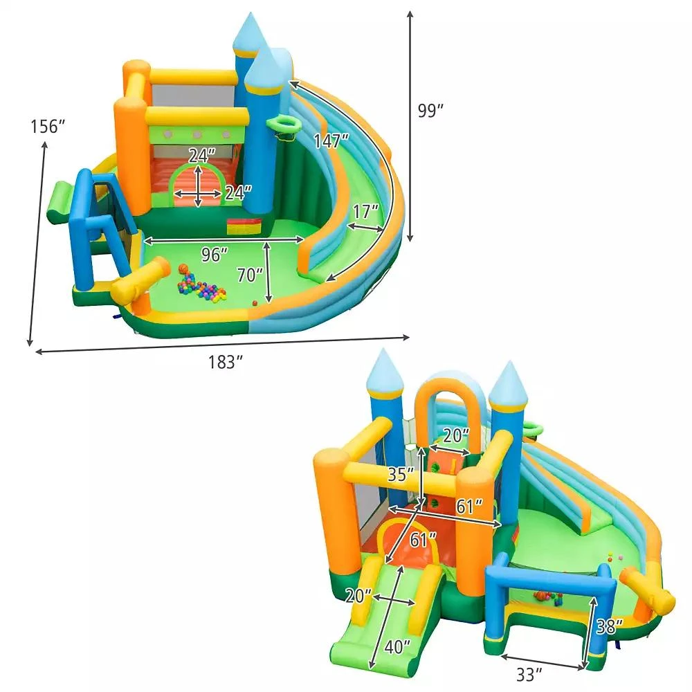 Slickblue Inflatable Water Slide with Dual Slides and Splash Pool Bounce House with 735W Blower 4