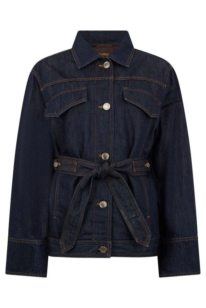 MOORER Moorer Belted Button-Front Denim Jacket