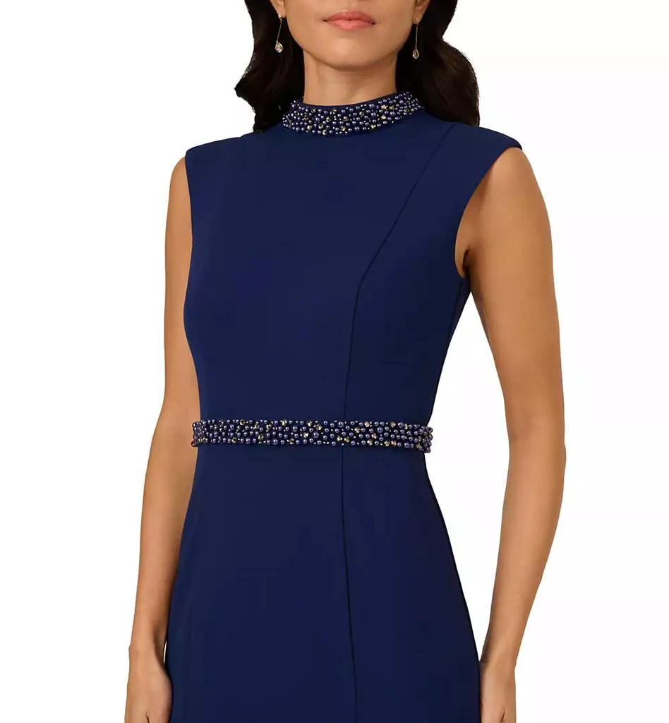 Adrianna Papell Petites Mock-Neck Crepe Midi Dress 4