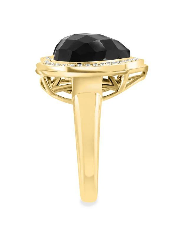 Effy 14K Yellow Gold, Onyx & Diamond Heart Ring 2
