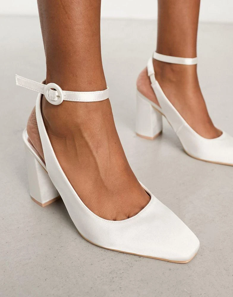 Be Mine Be Mine Bridal Neeru slingback heeled shoes in ivory satin 4