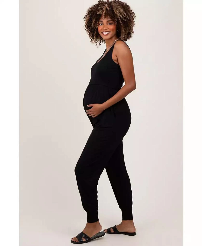 Pinkblush Maternity Black Scoop Neck Sleeveless Jogger Jumpsuit 2