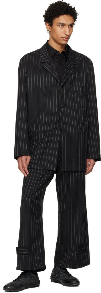 Y-3 Black Pinstripe Refined Wool Chore Blazer 4