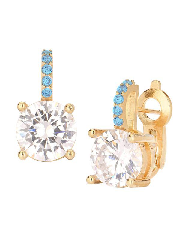 Gabi Rielle ​14K Yellow Gold Vermeil & Man Made Crystal Huggie Earrings