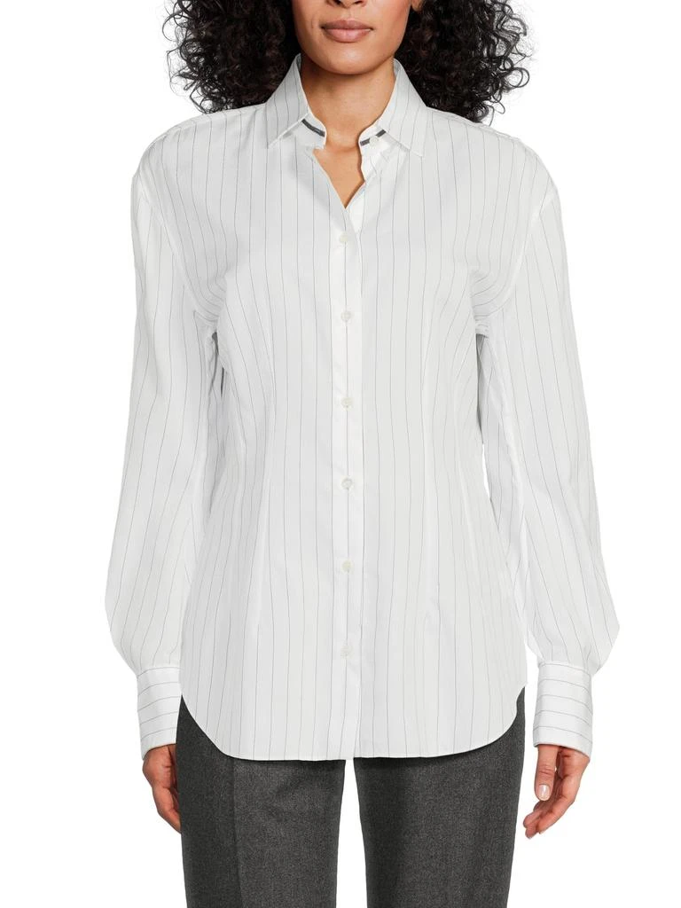 Brunello Cucinelli Striped Cotton-Silk Shirt 1