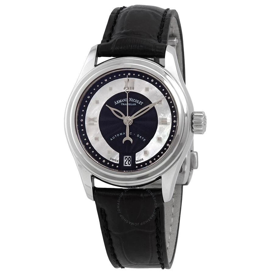 Armand Nicolet M03-2 Automatic Black Guilloche and White Mother of Pearl  Dial Ladies Watch A151AAA-NN-P882NR8 1