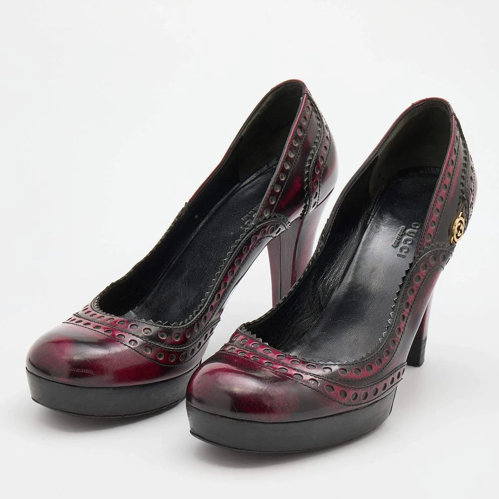 Gucci Gucci Black/Red Two-Tone Brogue Leather Platform Pumps Size 40.5 2