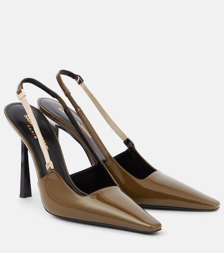 【送料込】Saint Laurent_Lee 75 polished leather pumps Yves Saint Laurent Lee 75 polished leather slingback pumps