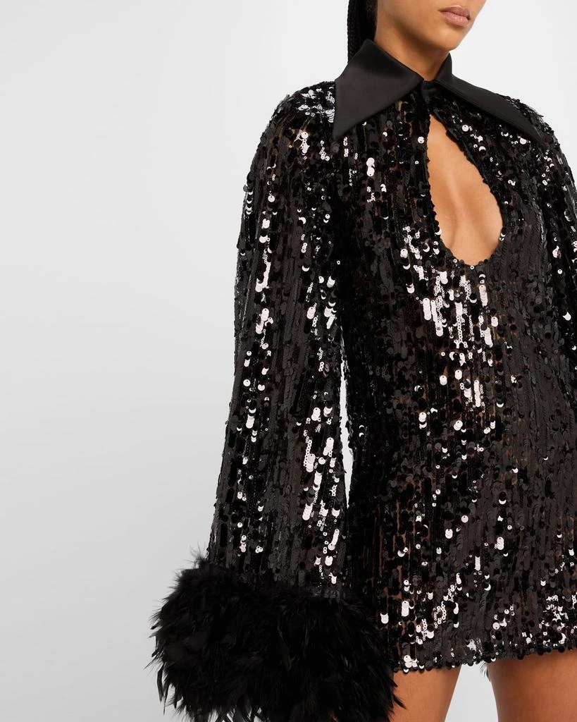 BRONX AND BANCO Farah Cutout Feather-Trim Sequin Mini Dress 5