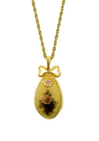 1928 Jewelry 36 Inch Gold Tone Pink Crystal Floral Pendant Necklace