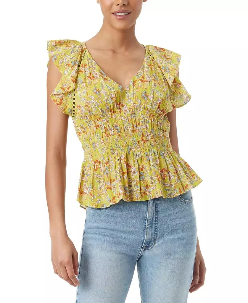 Sam Edelman Women's Nyra Cotton Flutter-Sleeve Blouse 1