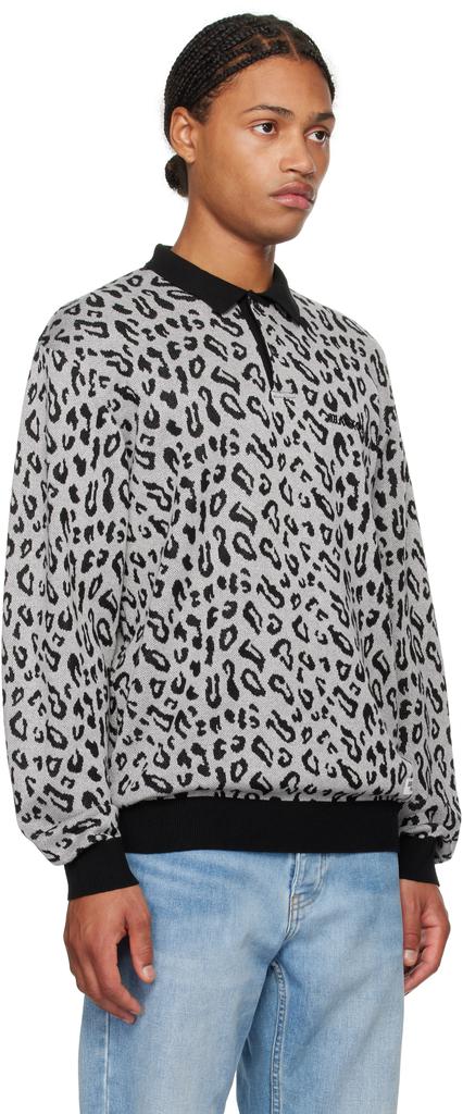 Wacko Maria Gray Leopard Knit Polo