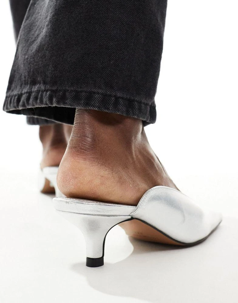 ASOS ASOS DESIGN Santiago premium leather squared toe mules in silver 4