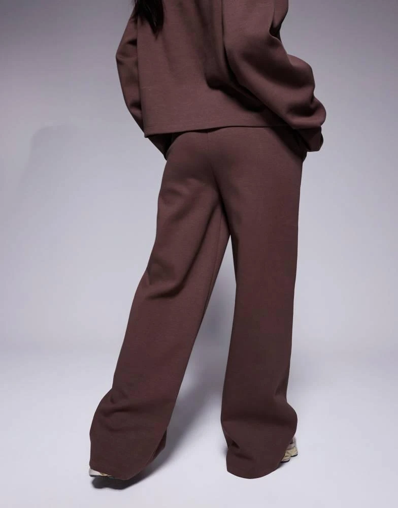 ASOS ASOS DESIGN co-ord interlock wide leg jogger in chocolate 2