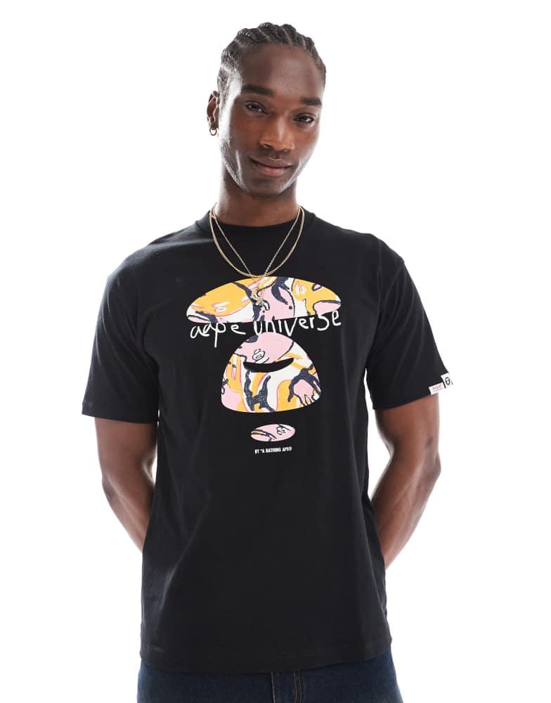 AAPE Aape by A Bathing Ape logo chest t-shirt in black