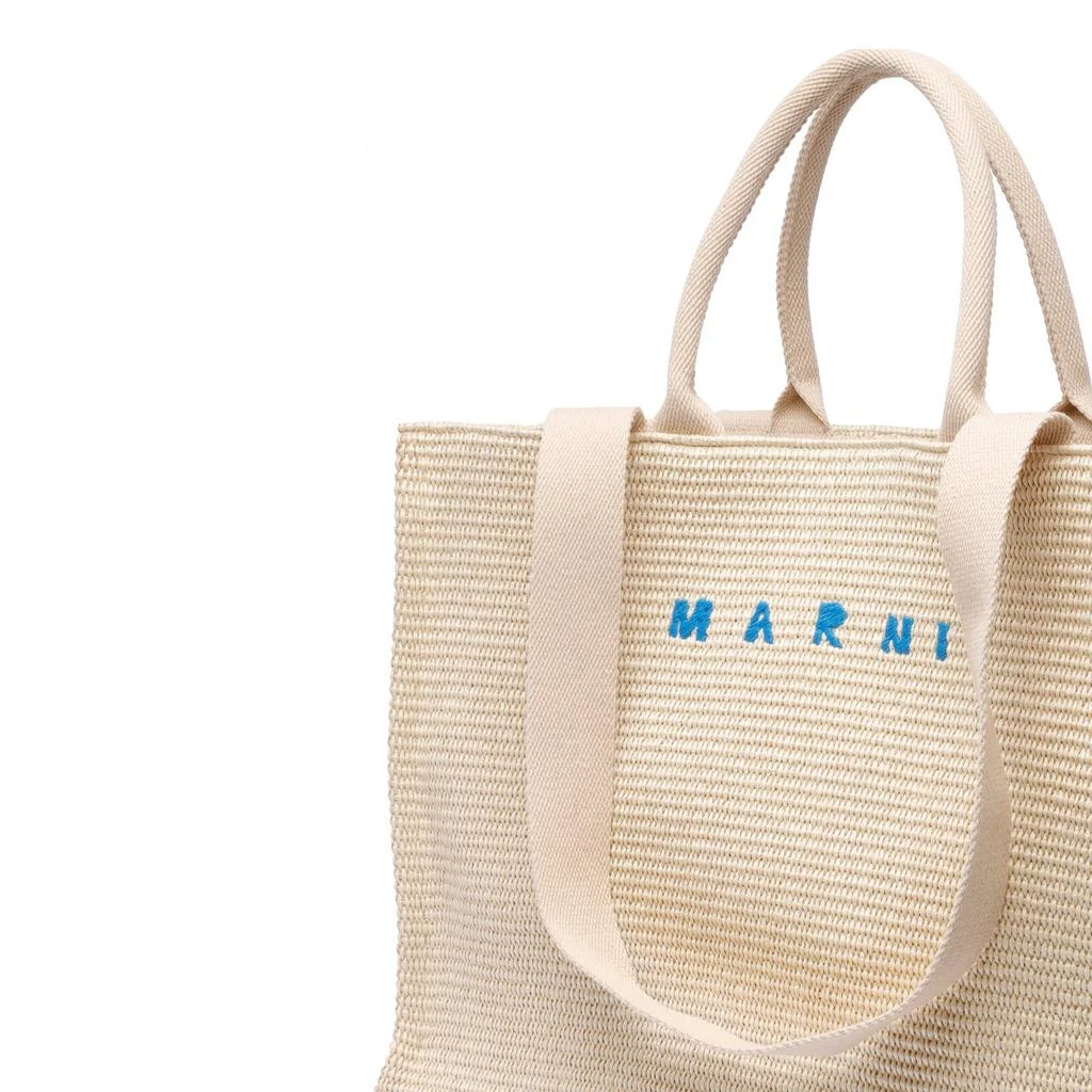 Marni Marni Logo Embroidered Woven Tote Bag 4