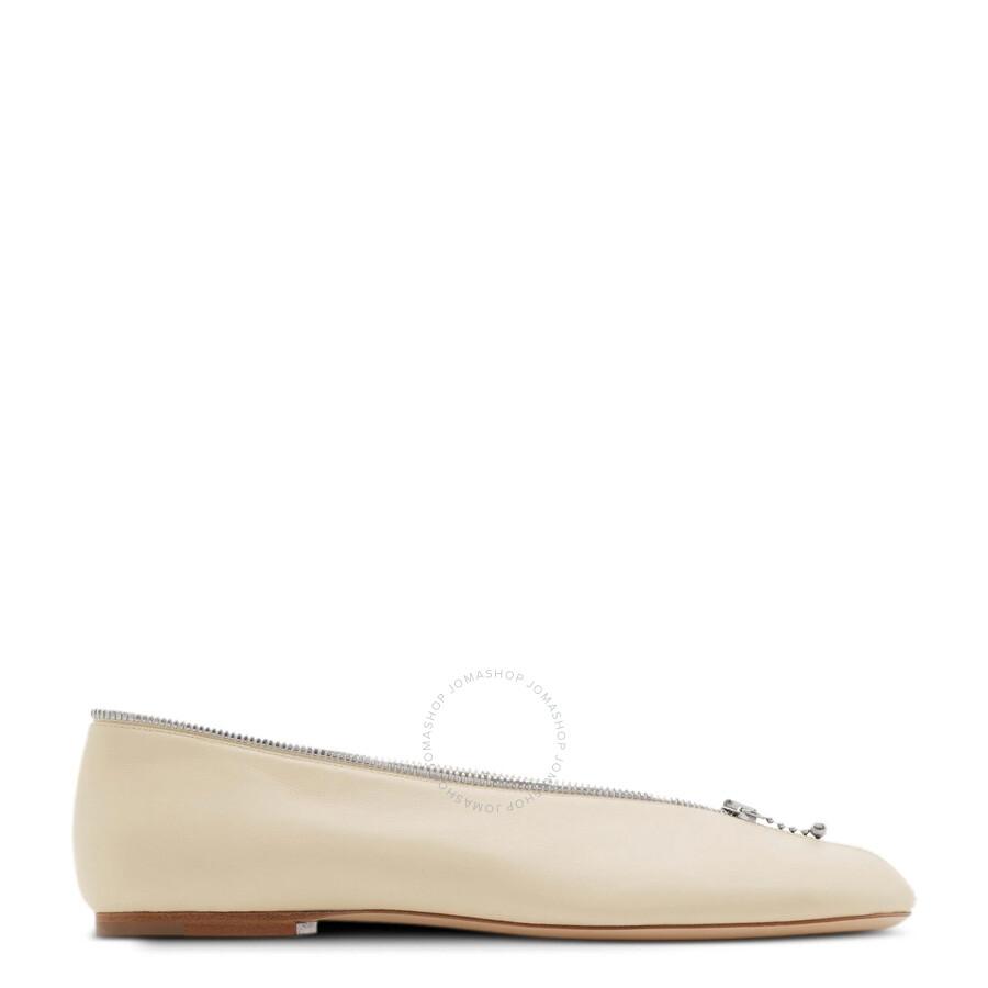 Burberry Sadler Zip Leather Ballerina Shoes