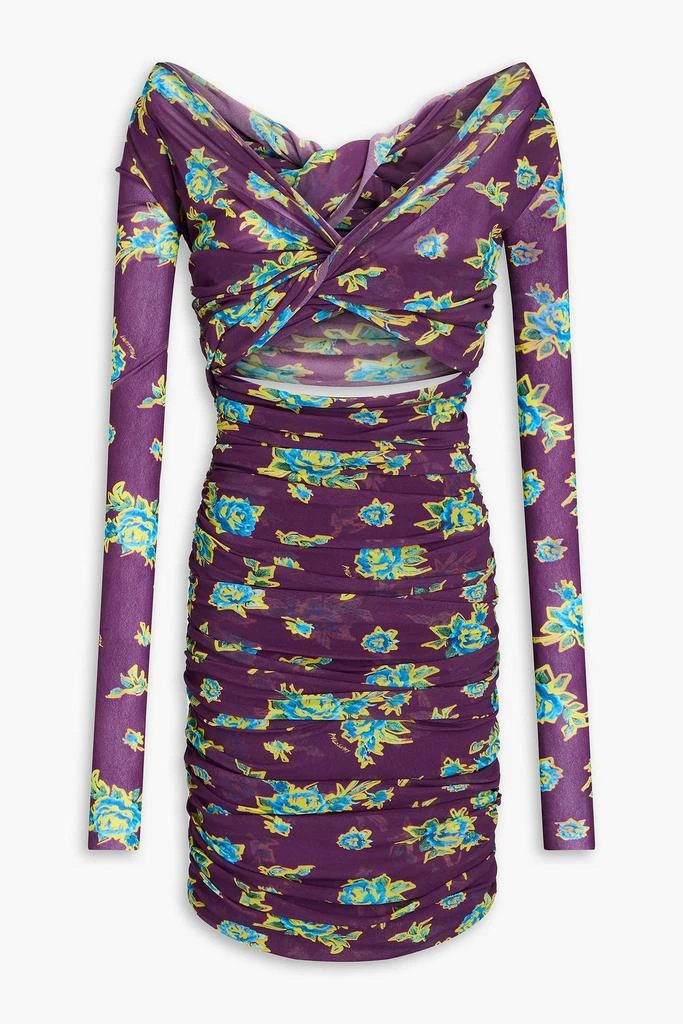 PHILOSOPHY di LORENZO SERAFINI Cutout twisted floral-print tulle mini dress 1
