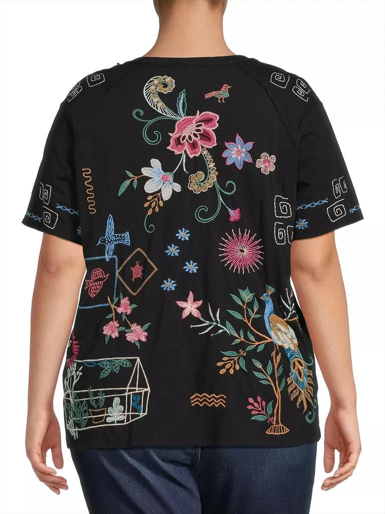Johnny Was Plus Raw Detail Embroidered Raglan T-Shirt 5