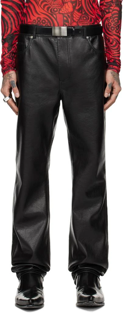 LU'U DAN Black Straight-Leg Faux-Leather Trousers 1