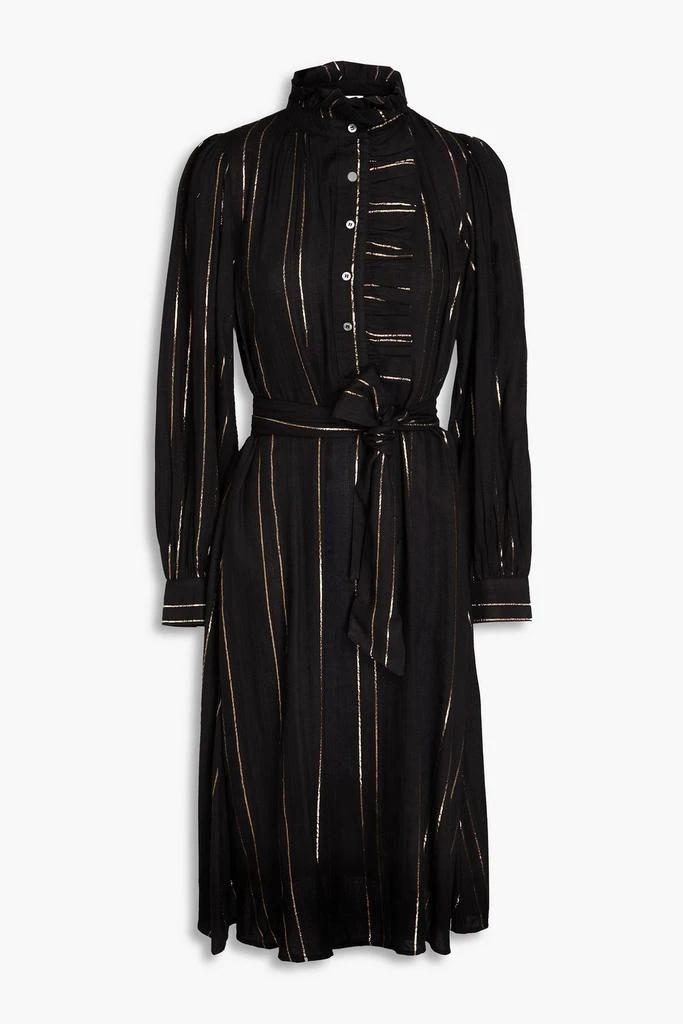 ANTIK BATIK Edward ruffled striped twill midi shirt dress 1