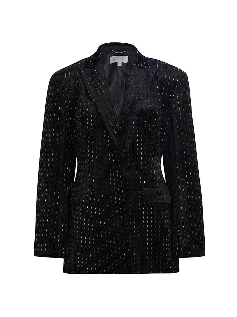 Ronny Kobo Madera Crystal-Embellished Pinstriped Velvet Blazer 1